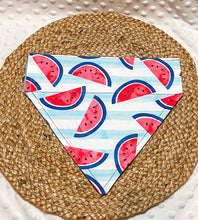 Load image into Gallery viewer, Watermelon Stripes Over the Collar Dog Bandana | Memorial Day bandana | 4th of July Bandana | Labor Day bandana | Holiday Bandana