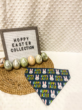 Load image into Gallery viewer, Easter Dog Bandana | Navy Hoppy Easter Over the Collar Dog Bandana