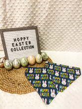 Load image into Gallery viewer, Easter Dog Bandana | Navy Hoppy Easter Over the Collar Dog Bandana