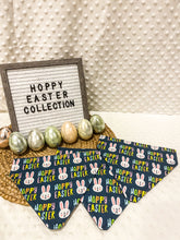 Load image into Gallery viewer, Easter Dog Bandana | Navy Hoppy Easter Over the Collar Dog Bandana