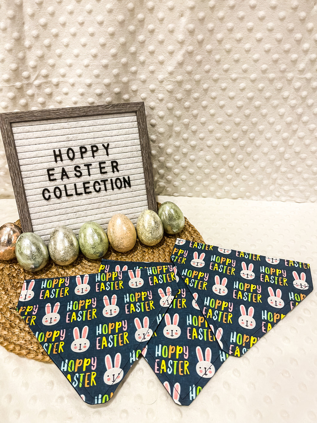 Easter Dog Bandana | Navy Hoppy Easter Over the Collar Dog Bandana