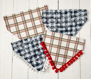 Christmas Plaid Over the Collar Dog Bandana